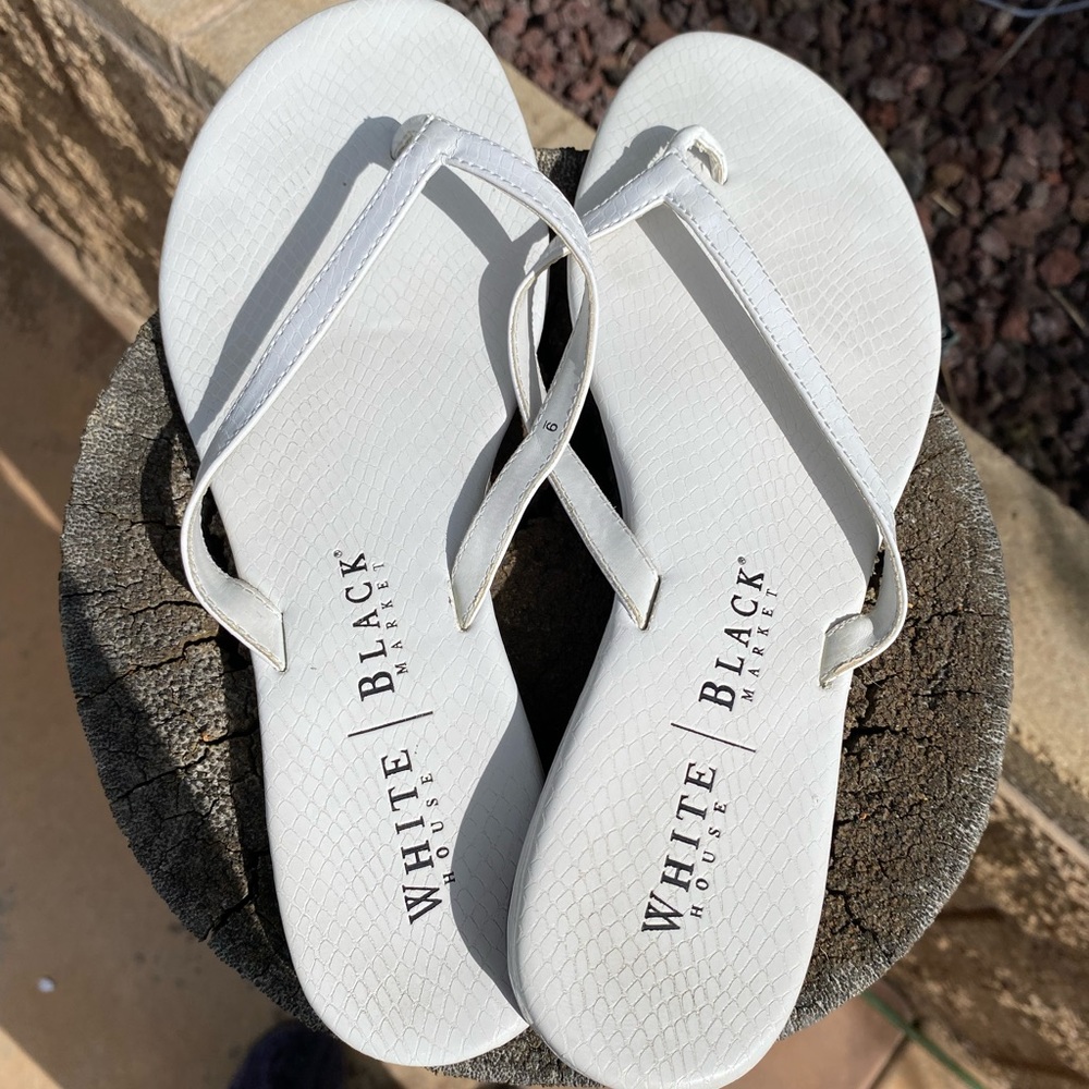 White House Black Market White Thong Sandle